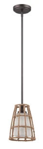 Craftmade Espresso Rope Cage Mini Pendant Ceiling Light With Frosted Glass $165 - Picture 1 of 1