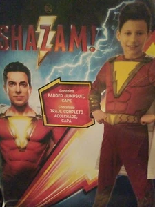 DC Boys Shazam Acolchado Músculo Mono Halloween Juego Disfraz Talla Pequeña 4-6 - Imagen 1 de 2