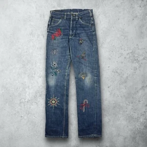 Vintage 60s Lee Riders Denim Dark Jeans 101Z Sanforized Union Made 30x34 Embroidered - Bild 1 von 14