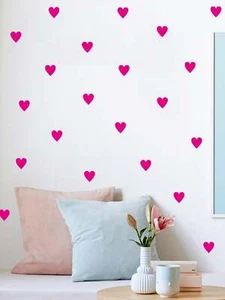 1set Pink Heart Print Wall Sticker Simple DIY Wall Decal For Home Decoration - Picture 1 of 6