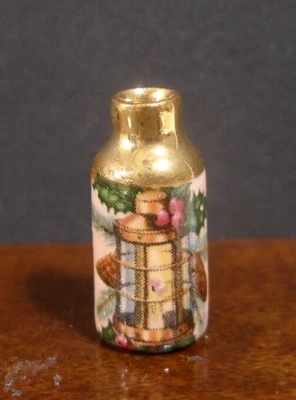 Porcelain Christmas  Bottle  Vase ~ Dollhouse Miniature ~ UK ~ 1:12 scale - Image 1 of 4