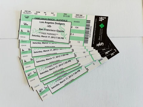 LOT of 8 Clayton Kershaw 2012 Dodgers Giants Buster Posey Spring Training Ticket Cover