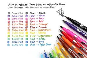 Pilot Oil-Based Twin Marker Double Sided Extra Fine Permanent Pens CHOOSE COLOR