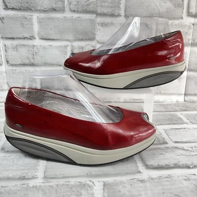 MBT Kianga Women's Size 6/6.5 Red Patent Leather Peep Toe Rocker Comfort Shoes - Image 1 of 4