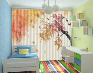 Fallen Maple template 3D Curtains Blockout Photo Printing Curtains Drape Fabric - Picture 1 of 12