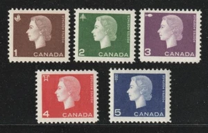 Canada #401-405, Queen Elizabeth II, Cameo Issue, Set of 5 Definitives, MNH 1963 - Picture 1 of 1