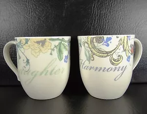 Lenox Collage Set of 2 Mugs Laughter Harmony American By Design Ivory - Picture 1 of 12