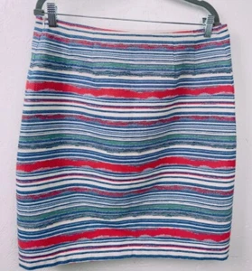 J MCLAUGHLIN Skirt Sz 12. Southwestern Blanket Motif Textured Striped Pencil - Picture 1 of 8