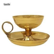 Brass Akhand Jyoti Diya with Handle Traditional Oil Lamp Set of 2 Piece 