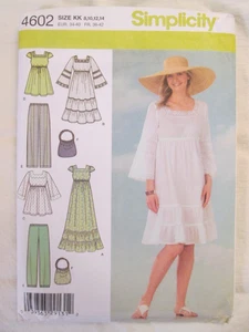 Simplicity 4602 Resort Wear Pattern 8-14 Pullover Dresses Bag Tunic Pants UC FF - Picture 1 of 2