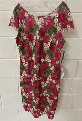 Vestido Corto Floral Colorido Xscape con Mangas Cap, Talla 14 - Nuevo con Etiquetas Foto 1 de 4