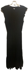 Old Navy V-Neck Flutter Sleeve Midi Black Flutter Sleeve Dress Size XS preowned - Picture 1 of 8