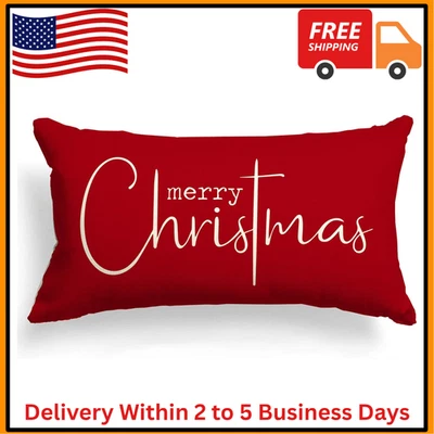Christmas Pillow Covers Merry Christmas Throw Pillow Decorative Christmas Red - Image 1 of 4
