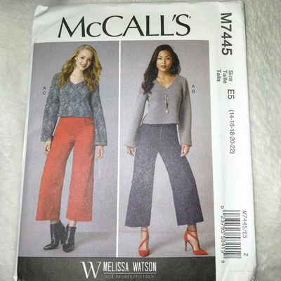 McCall's Pattern M7445 Misses Tops & Pants, Sizes 14-22, Uncut - Image 1 of 2