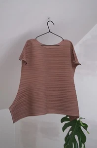 Issey Miyake Vintage Damen Beige Plissee Asymmetrisch Bluse Top One Size - Bild 1 von 11