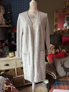 Primark Long Grey Knit Cardigan Open Size S (10-12) - Picture 1 of 16