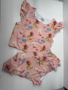 Made By Molly Girls Tankini Skirt Set Mermaids Pink Ruffles Size 10 - Picture 1 of 11