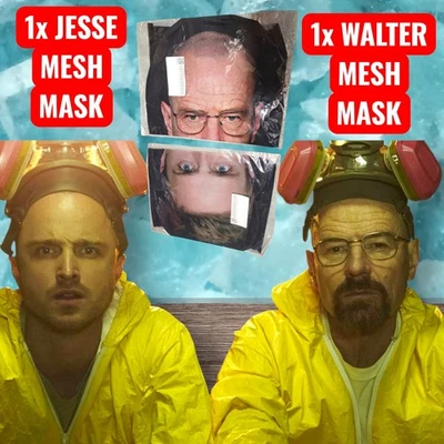 2x🔹 FACE Mask JESSE WALTER WALT WHITE BREAKING BAD Breathable Halloween Costume - Image 1 of 4