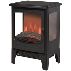 Calentador de chimenea eléctrico de vidrio templado de 1800 W negro - Imagen 1 de 9