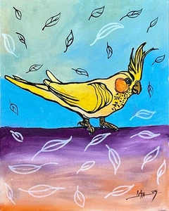 Original Acryl Gemälde 8”x10” auf Leinwand Tafel, signiert + Zertifikat von Lisa. - Bild 1 von 1