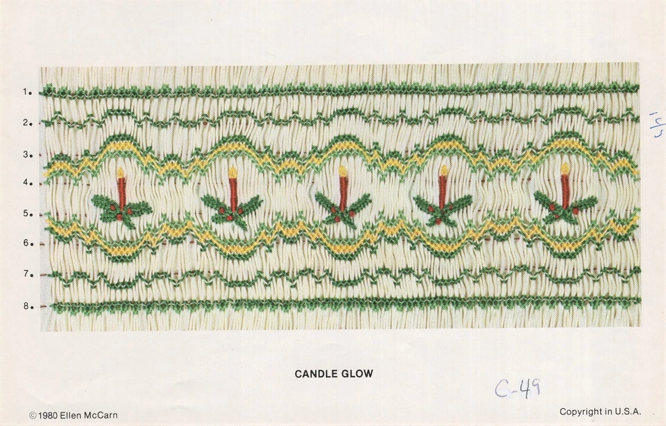 CANDLE GLOW Christmas SMOCKING DESIGN PLATE Ellen McCarn ©1980 - Image 1 of 1