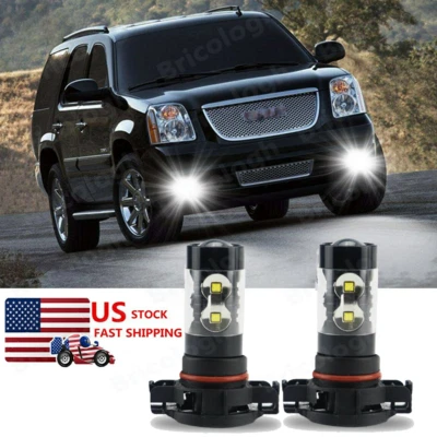 Par de lâmpadas de neblina LED brancas 5202 100W 6000K para GMC Yukon XL1500 2007-2014 - Imagem 1 de 4
