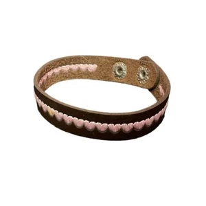 Handgefertigtes Lederarmband mit rosa Nähten Boho Chic ArmbandR-49 - Bild 1 von 2