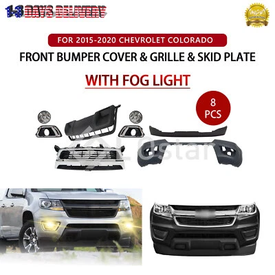 Front Bumper Cover & Grille & Skid Plate & Foglight For 15-20 Chevrolet Colorado - Image 1 of 4