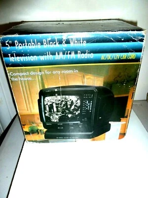 NEW Promo King model PK-4187  5" Portable Black & White TV Radio AM FM AC/DC.   - Image 1 of 4