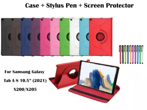 360° Rotate PU Leather Case+Tempered Glass for Samsung Galaxy Tab A8 10.5" X200 - Bild 1 von 16