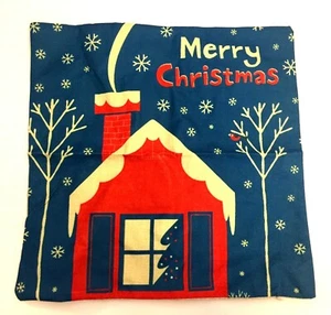 Christmas House Pillow Case Cushion Cover Home Sofa Decor Throw 17”x 17” - Picture 1 of 4