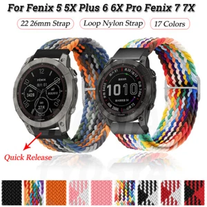 Loop Nylon Watchband Straps For Garmin Fenix 6 6X Pro 5X 5 Plus Fenix 7X 7 Band - Picture 1 of 29