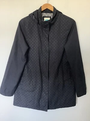 White Stuff Size 10 Dark Blue Polka Dot Jacket, Hood, Pockets, Zip, Collar - Image 1 of 4