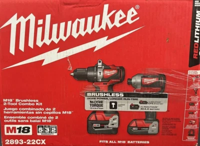 Milwaukee 2893-22CX M18 Brushless 2-Tool Combo Kit -New Sealed - Image 1 of 4