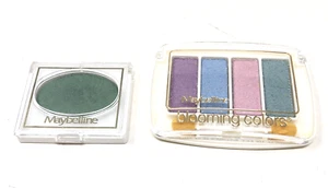 2 Vintage Maybelline Blooming Colors Eye Shadow Pastels Green Blue Purple NOS - Picture 1 of 7