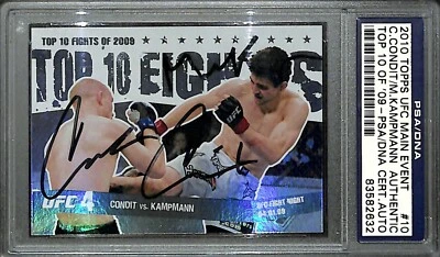 Tarjeta del evento principal Topps UFC firmada por Carlos Condit Martin Kampmann 2010 #10 PSA/DNA Foto 1 de 4