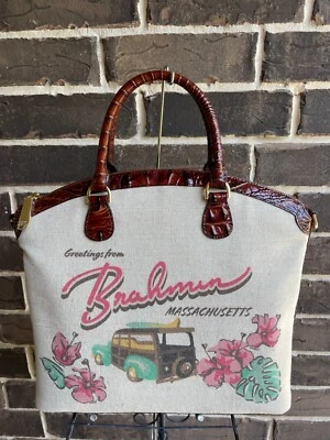 NWT $325 Brahmin Large Duxbury Satchel Pecan Pipa brown natural  - Image 1 of 4