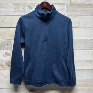 Eddie Bauer 1/4 Zip Jacket Womens Large Blue Pullover Mock Neck Long Sleeve - Picture 1 of 10
