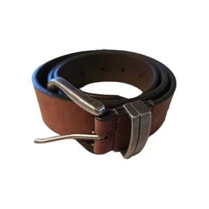 Cinturón Vaquero Marrón Cuero Genuino 1.5" W Informal Para Hombre Talla 34 Tono Plateado Hebilla - Imagen 1 de 10