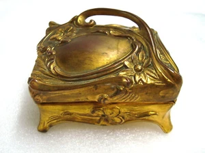 Antike Jugendstil vergoldete Ohio Juwelier Taschenuhr Präsentation Schatulle Schatulle Gold - Bild 1 von 11