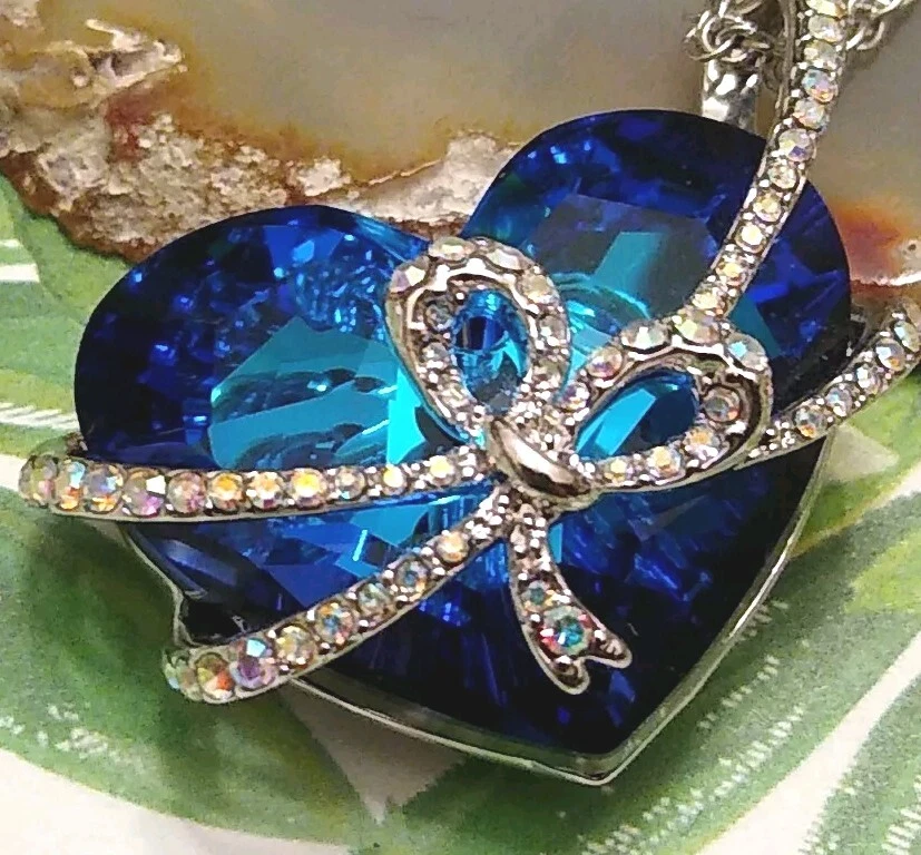 施华洛世奇Love 蓝色时尚项链和吊坠| eBay