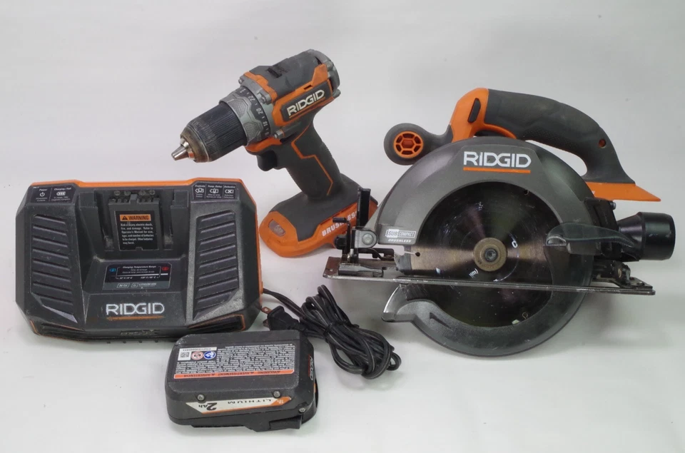 Ridgid R8656 R8701 18V SubCompact Brushless 6 1/2 in. Circular Saw and Drill - Image 1 of 4