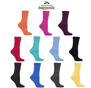 Womens Bamboo Socks Plain in Many Bright Colours 1 Pair Pack SOCKSHOP Lazy Panda - Picture 1 of 16