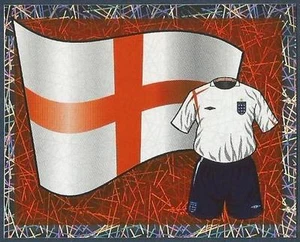 MERLIN-ENGLAND 2006 WORLD CUP- #156-ENGLAND TEAM FLAG & KIT-SILVER FOIL - Picture 1 of 1
