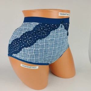 Lane Bryant Cacique Full Brief Panty Panties Basket Weave Blue White Plus 18/20 - Picture 1 of 6
