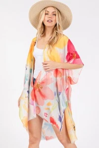 Do Everything in Love Women's Watercolor Floral Flower Print Summer Kimono - Picture 1 of 35