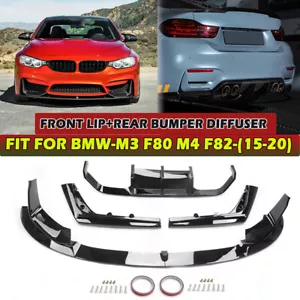 Spoiler labial difusor parachoques negro brillante para F80 M3 F82 M4 2015-2020 - Imagen 1 de 15