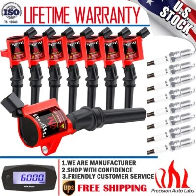 Set of 8 Ignition Coil & Platinum Spark Plugs SP479 For Ford F-150 Lincoln DG508 - Image 1 of 4