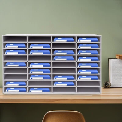 36 Slot Wood Literature Organizer Adjustable File Sorter 36 Compartments White - Image 1 of 4