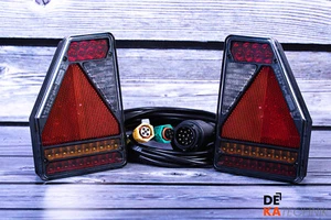 Zestaw tylnych świateł LED przyczepa tylne światło bagnet + 5 metrów wiązka przewodów 13-biegunowa - Zdjęcie 1 z 8